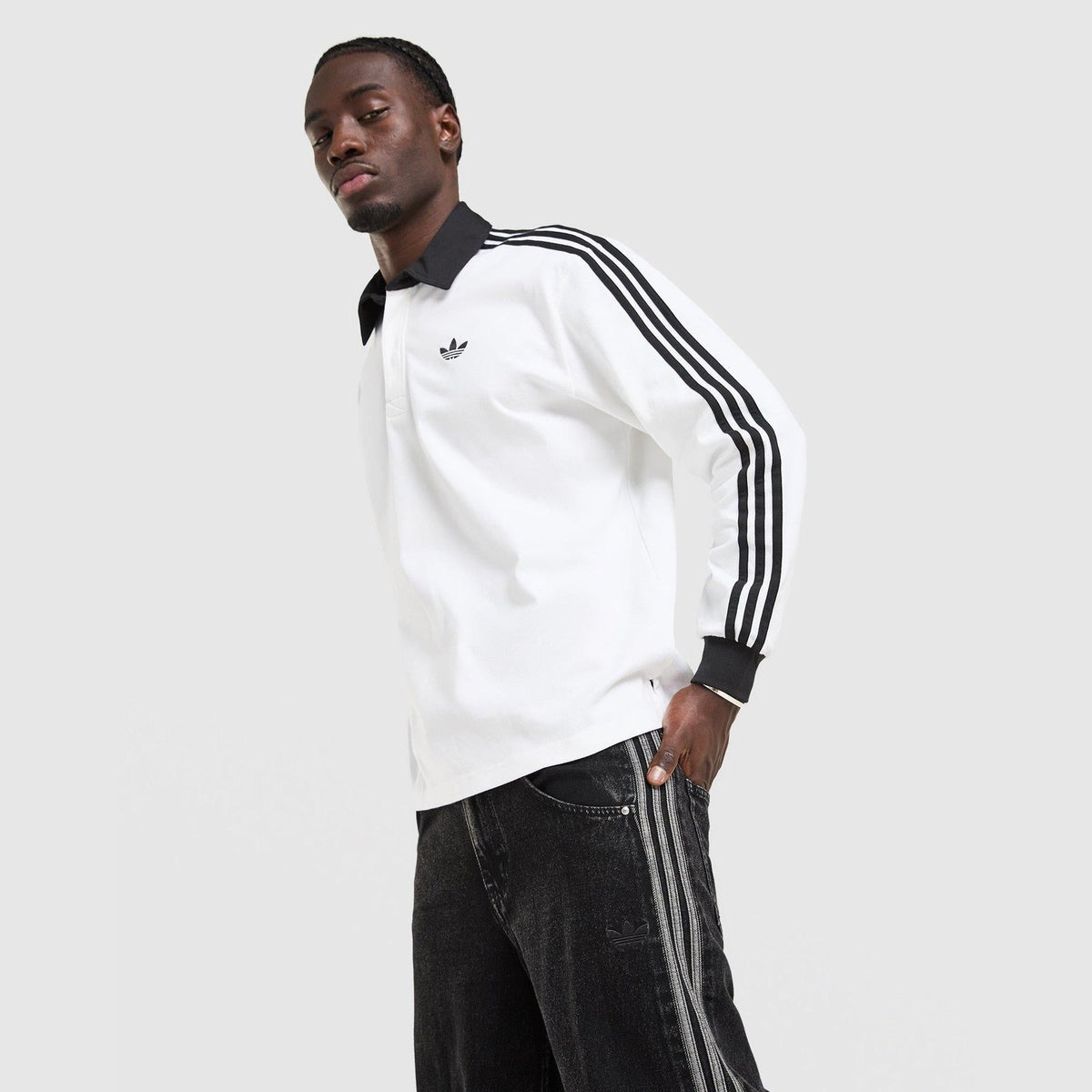 3-Stripes Rugby Long Sleeve Polo Shirt Image 1 - LUZACTIVE - AUSTRALIA