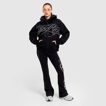 Celeste Faux Fur-Trim Full-Zip Hoodie Image 2 - LUZACTIVE - AUSTRALIA