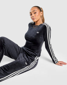 Velour 3-Stripes Long Sleeve T-Shirt Image 1 - LUZACTIVE - AUSTRALIA
