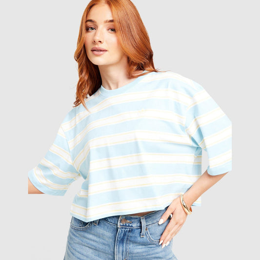 Stripe Crop T-Shirt Image 1 - LUZACTIVE - AUSTRALIA