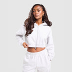 3-Stripes Cropped Full Zip Hoodie Image 3 - LUZACTIVE - AUSTRALIA