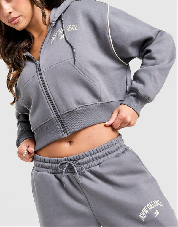 New Balance Varsity Crop Full Zip Hoodie image