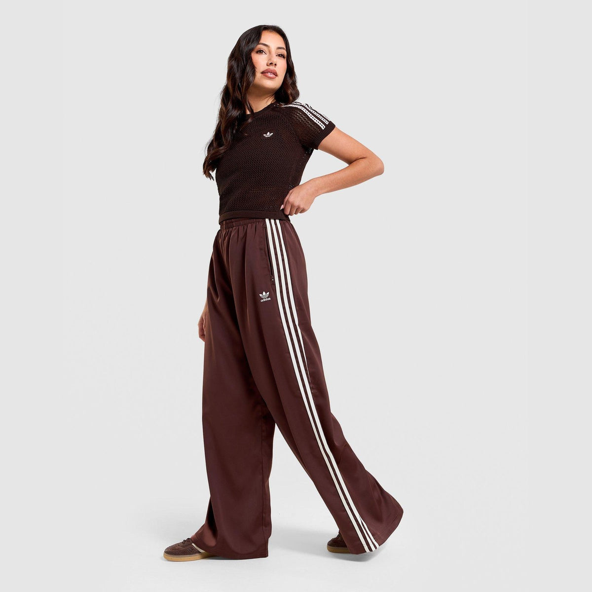 Adicolor Satin Wide Leg Track Pants Image 1 - LUZACTIVE - AUSTRALIA