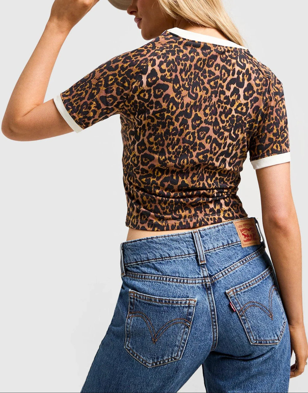 adidas Originals Leopard Print 3-Stripes T-Shirt image