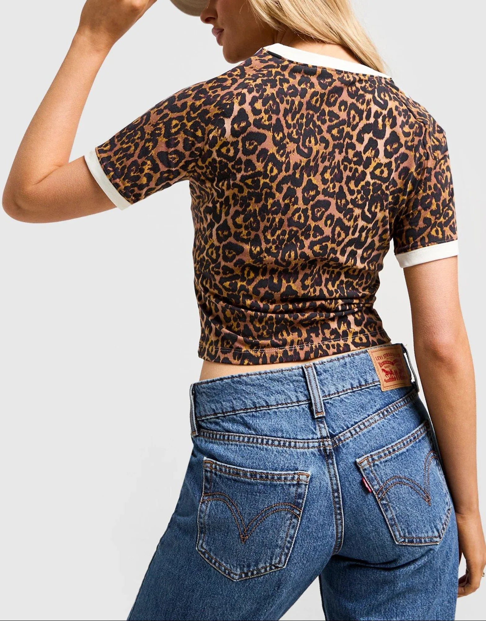 adidas Originals Leopard Print 3-Stripes T-Shirt image