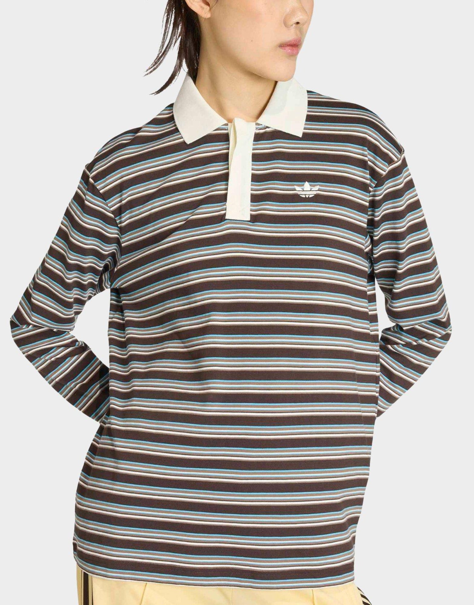 adidas Originals Stripe Long Sleeve Polo Shirt image