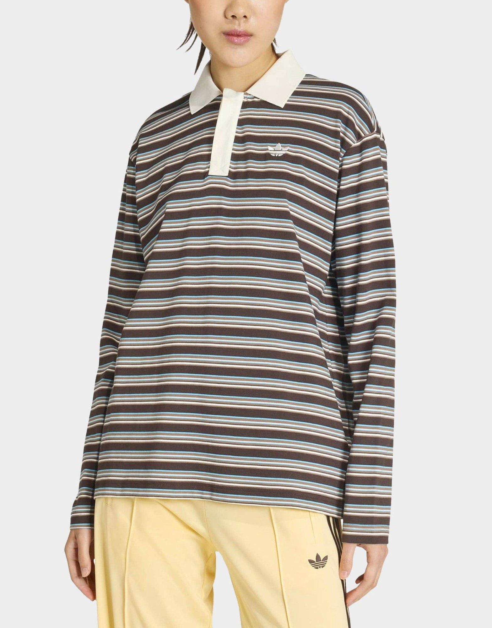 adidas Originals Stripe Long Sleeve Polo Shirt image