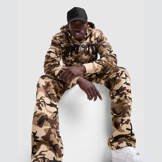 Camo Iron All Over Print Full Zip Hoodie Image 1 - LUZACTIVE - AUSTRALIA