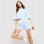 Chill Poplin Stripe Shorts Image 1 - LUZACTIVE - AUSTRALIA