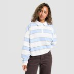 Cropped Stripe Rugby Polo Shirt Image 3 - LUZACTIVE - AUSTRALIA