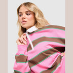 Cropped Stripe Rugby Polo Shirt Image 4 - LUZACTIVE - AUSTRALIA