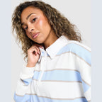 Cropped Stripe Rugby Polo Shirt Image 4 - LUZACTIVE - AUSTRALIA