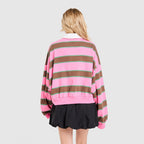 Cropped Stripe Rugby Polo Shirt Image 5 - LUZACTIVE - AUSTRALIA