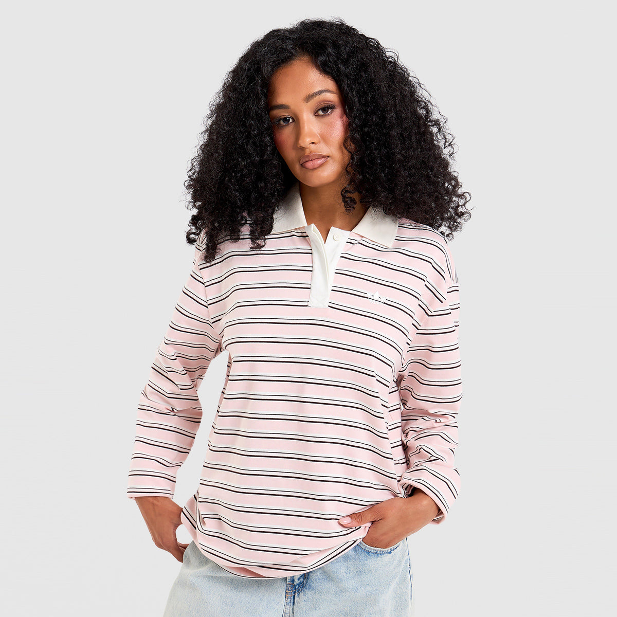 Stripe Long Sleeve Polo Shirt Image 1 - LUZACTIVE - AUSTRALIA