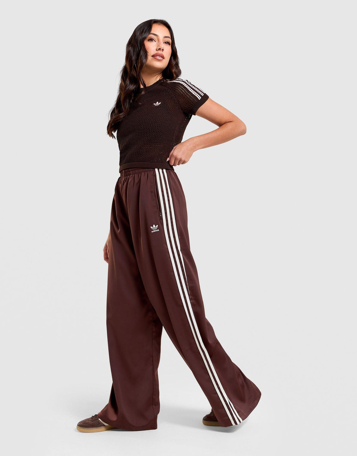 Adicolor Satin Wide Leg Track Pants Image 1 - LUZACTIVE - AUSTRALIA