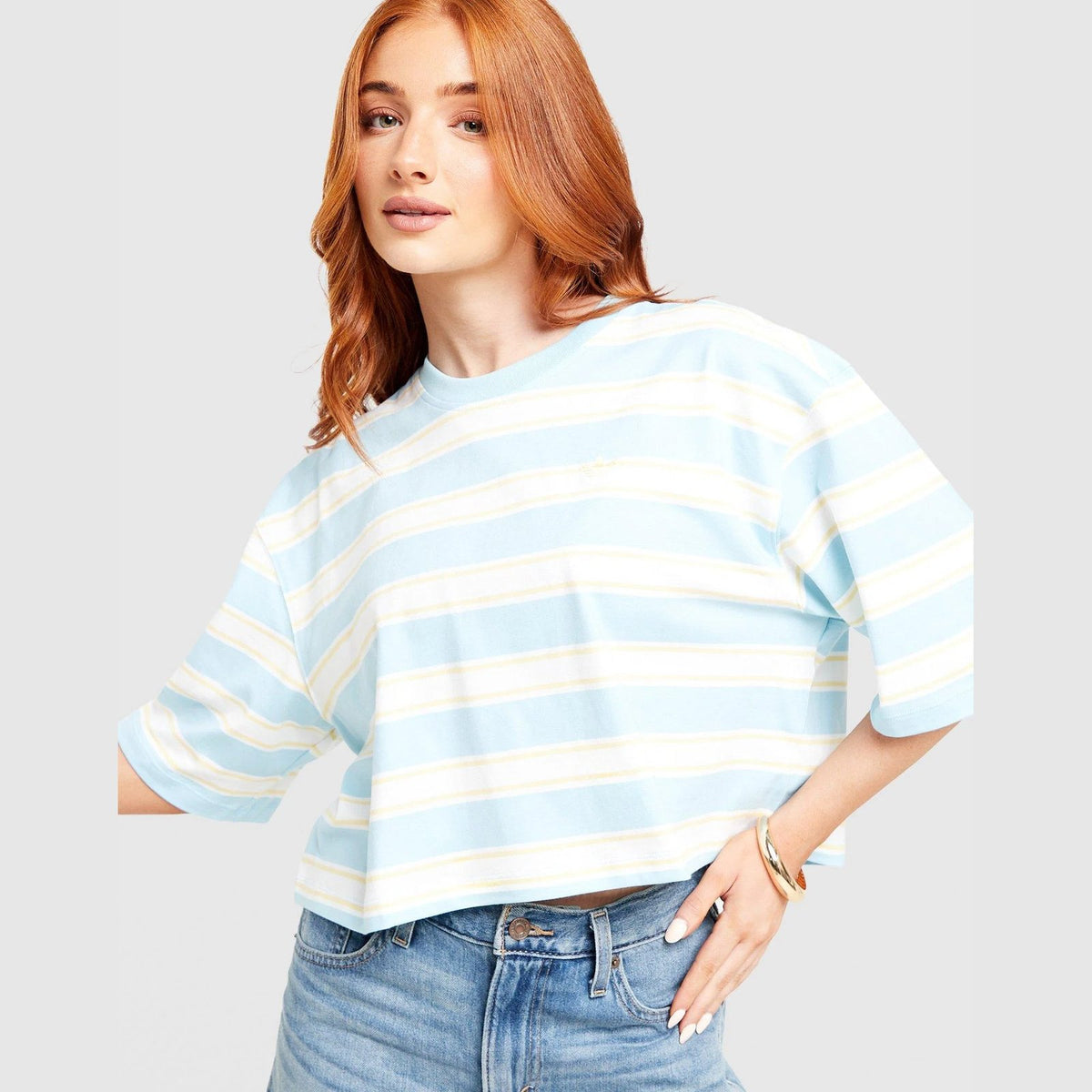 Stripe Crop T-Shirt Image 1 - LUZACTIVE - AUSTRALIA