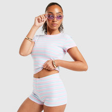 Stripe Micro Shorts Image 1 - LUZACTIVE - AUSTRALIA