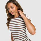Striped Ribbed T-Shirt Image 4 - LUZACTIVE - AUSTRALIA