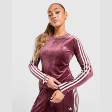 Velour 3-Stripes Long Sleeve T-Shirt Image 1 - LUZACTIVE - AUSTRALIA